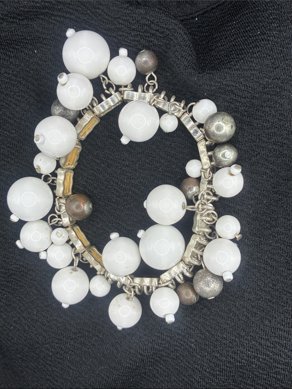 White Bead Charm Bracelet - Unbranded Fashion Jewelry